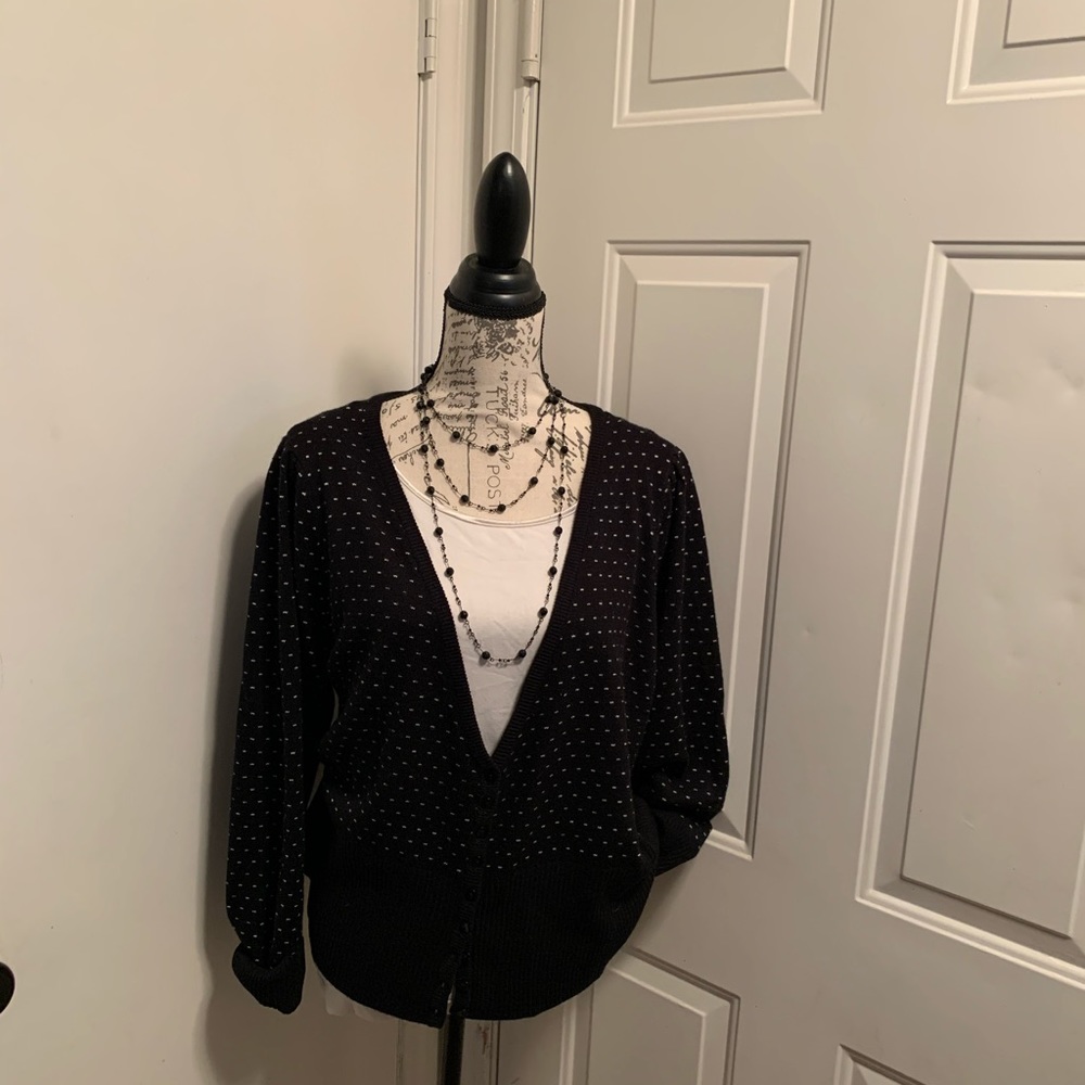 Lane Bryant polka dot black & white cardigan with buttons size 18 / 20 = 2X